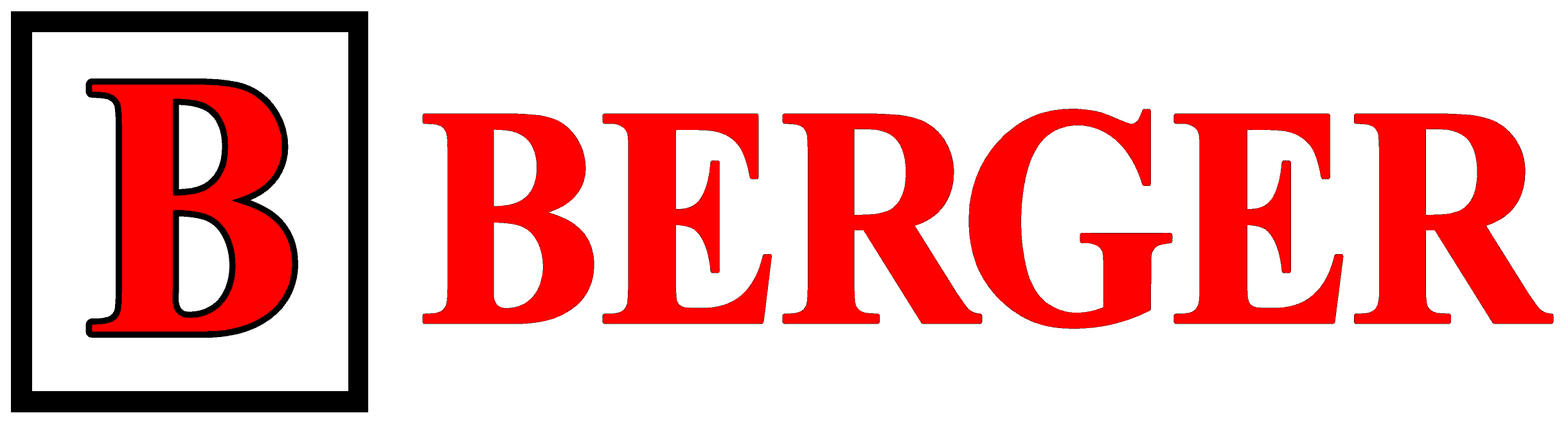 B berger logo on a white background.